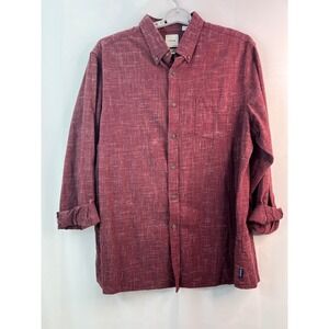 ROWM Mens XL Button Down Shirt Long Sleeve‎ Burgundy Casual Cotton Professional